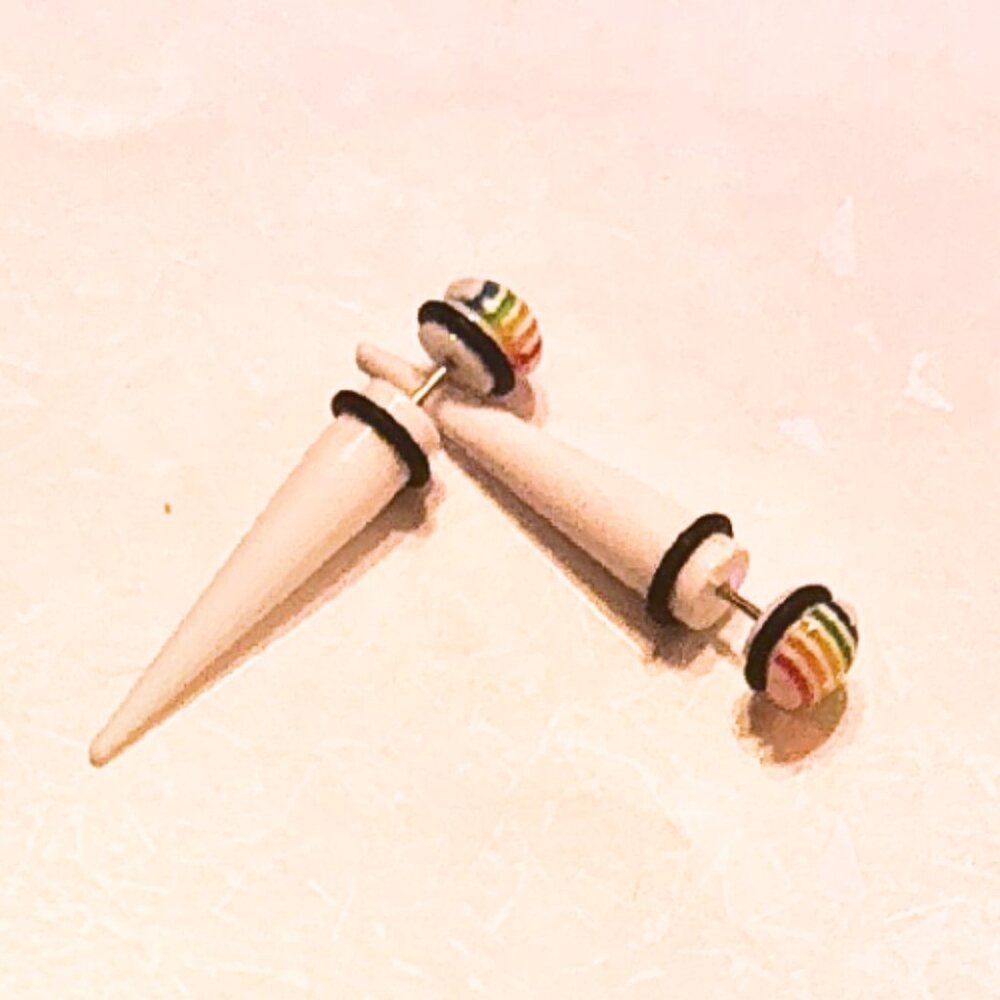 Rainbow Embellished Fake Acrylic Tapers